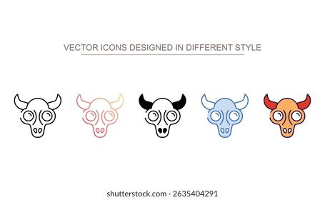 Bull Skull icon design with white background stock illustration