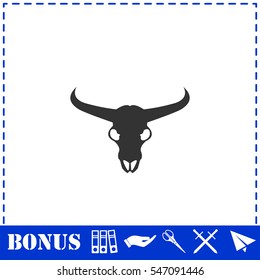Bull skull icon flat. Simple vector symbol and bonus icon