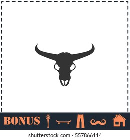 Bull skull icon flat. Simple vector symbol and bonus icon