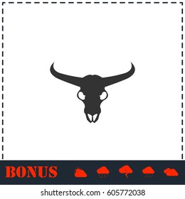 Bull skull icon flat. Simple vector symbol and bonus icon