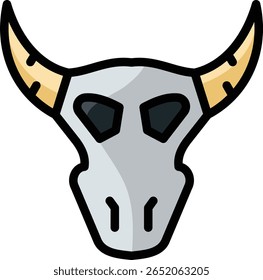 bull skull icon illustration design with filled outline, this is not made from any AI generation