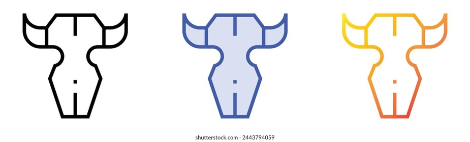 bull skull icon. Linear, Blue Fill and Gradient Style Design Isolated On White Background