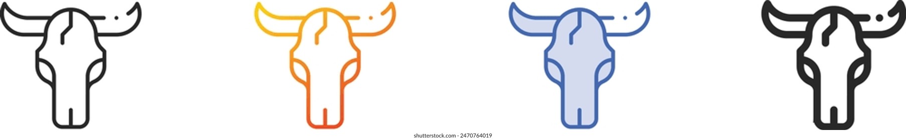 bull skull icon.Thin Linear, Gradient, Blue Stroke and bold Style Design Isolated On White Background