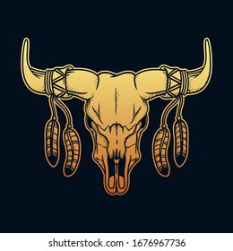 Bull skull illustration engraving style