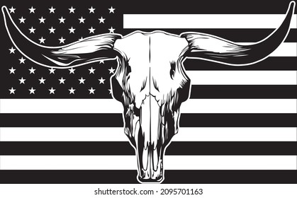 Bull skull the US flag SVG design