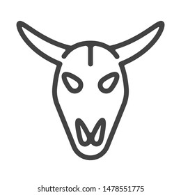 Bull skull outline icon. Vector illustration.