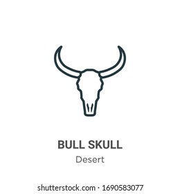 Bull skull outline vector icon. Thin line black bull skull icon, flat vector simple element illustration from editable wild west concept isolated stroke on white background