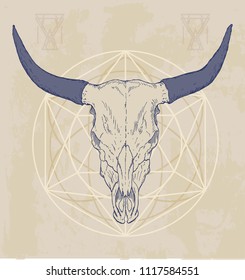 Bull skull in pentagram