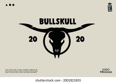 bull skull retro minimalis logo for brand and company
