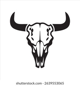 Bull Skull Silhouette Vector Icon – Western Ranch Symbol Illustration	