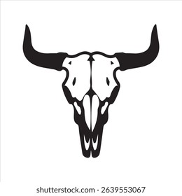 Bull Skull Silhouette Vector Icon – Western Ranch Symbol Illustration	