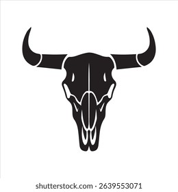Bull Skull Silhouette Vector Icon – Western Ranch Symbol Illustration	