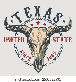 Bull skull t shirt Texas design template