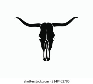 Bull Skull Vector Icon. Silhouette Bull Skull Vector Template.