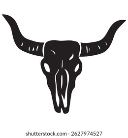 Bull Skull Vector Icon. Silhouette Bull Skull Vector 
