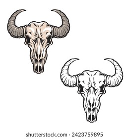 bull skull vector illustrations. Simple Design Outline Style. You can give color you like. drawing with line-art on white backgrounds