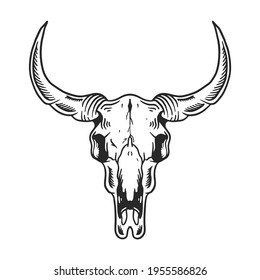 Bull skull vintage illustration template