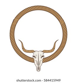 bull skull wild west icon