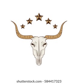 bull skull wild west icon