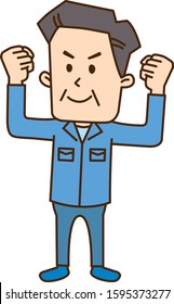 Bull, smile, cheerful middle-aged worker