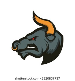 Bull sport mascot. Design element for logo, label, emblem, sign, badge. Vector illustration.