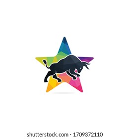 Bull star shape vector logo design.