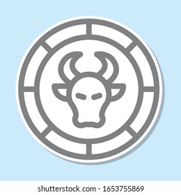 Bull sticker icon. Simple thin line, outline vector of mythology icons for ui and ux, website or mobile application