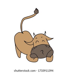 A bull . Sticker, vector children's design for banners, postcards and social networks.