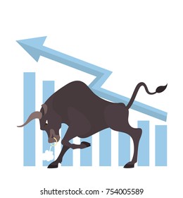 Bull stock market. Idea of growing prices and trends.