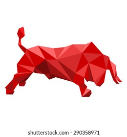 Bull stylized triangle polygonal model. Logo pattern on white background.