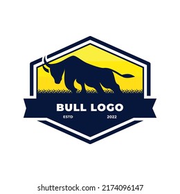 bull sun logo design, buffalo animal logo mascot