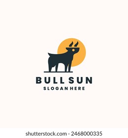 Bull sun logo template vector illustration design