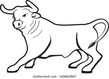Bull. Symbol of 2021. Vector graphics. Transparent contour shape.