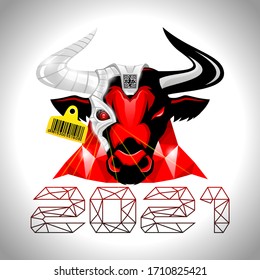 Bull symbol of the new year 2021.