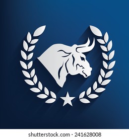 Bull symbol on blue background,clean vector