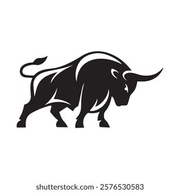 Bull symbol silhouette, Animal, Flat Bull logo icon for Web and App, Angry bull logo, Vector illustration, Bull logo design 