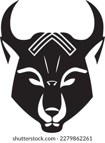 Bull tattoo. Bull head with horns vector.