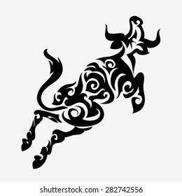 Bull tattoo vector.
