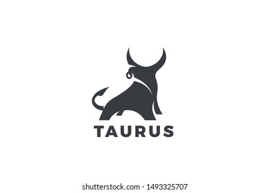 Bull Taurus Bison Buffalo Logo design vector template. Beef Meat Steak House Restaurant Logotype concept icon.