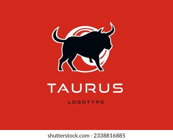 Bull Taurus Bison Buffalo minimal vector logo design template. Beef Meat Steak House restaurant logo concept icon