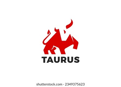 Bull Taurus Ox Logo Geometric Abstract Design Silhouette Negative space style.