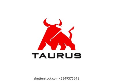 Bull Taurus Ox Logo Square Geometric Abstract Design Silhouette.