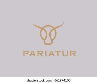 Bull Taurus Vector Logo. Linear Cow Steak Creative Logotype