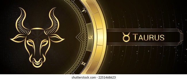 Bull Taurus Zodiac Planetary Star Sign, Symbol Background, Horoscope Astrology and Fortune-Telling, Backdrop Banner Tarot-Reading.