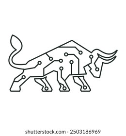bull tech logo technology LINE abstrack Vector