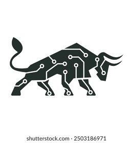 bull tech logo technology LINE abstrack vector