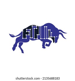 Bull tech vector logo design. Bull circuit technology logo concept.	
