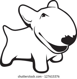 Bull Terrier With  Cartoon Vector English