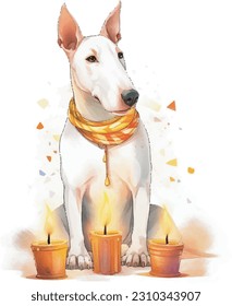 Bull terrier, cute costume,Ed-Al-Ada, the Feast of Sacrifice