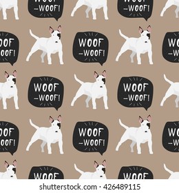 Bull terrier dog colorful seamless pattern 